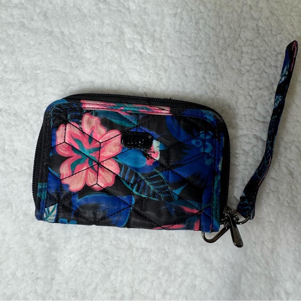 Lug Rodeo Floral Zip Wallet Wristlet Organizer Blue‎ Pink